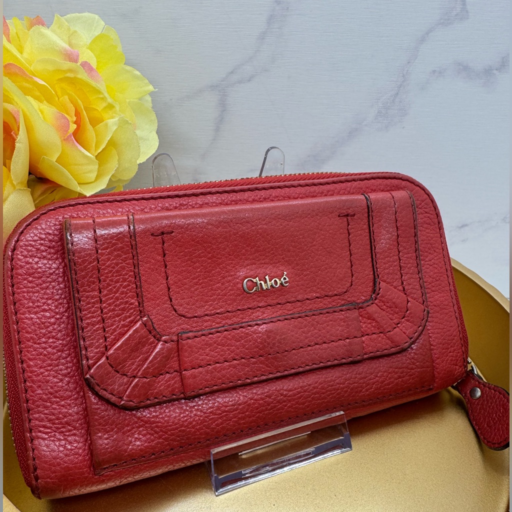 Chloe Authentic Continental Zip Around Leather Wallet